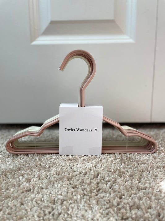 Premium Non-Slip Baby Hangers - Set of 18 Metal Rubberized Hangers in White & Pink