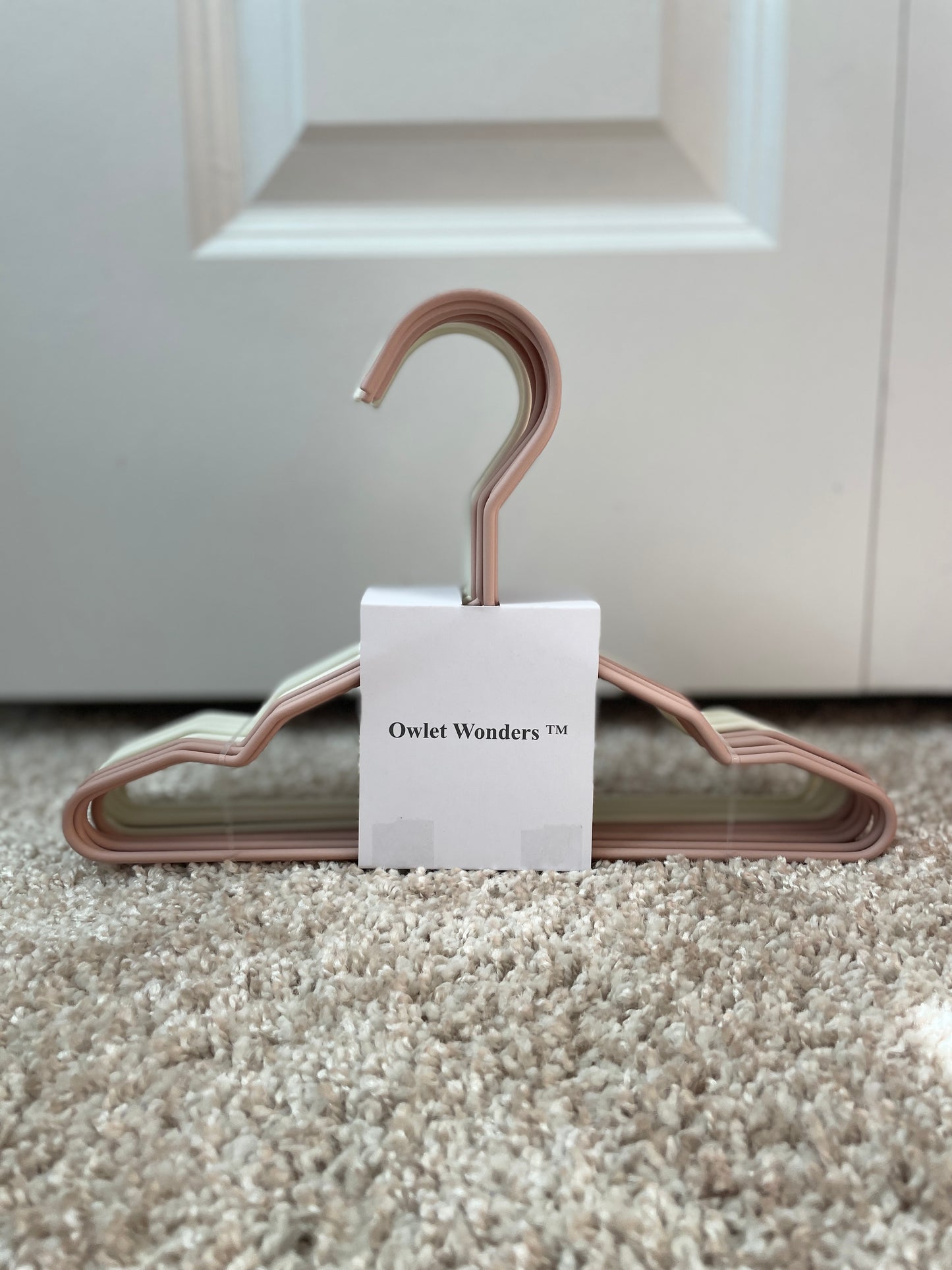 Premium Non-Slip Baby Hangers - Set of 18 Metal Rubberized Hangers in White & Pink