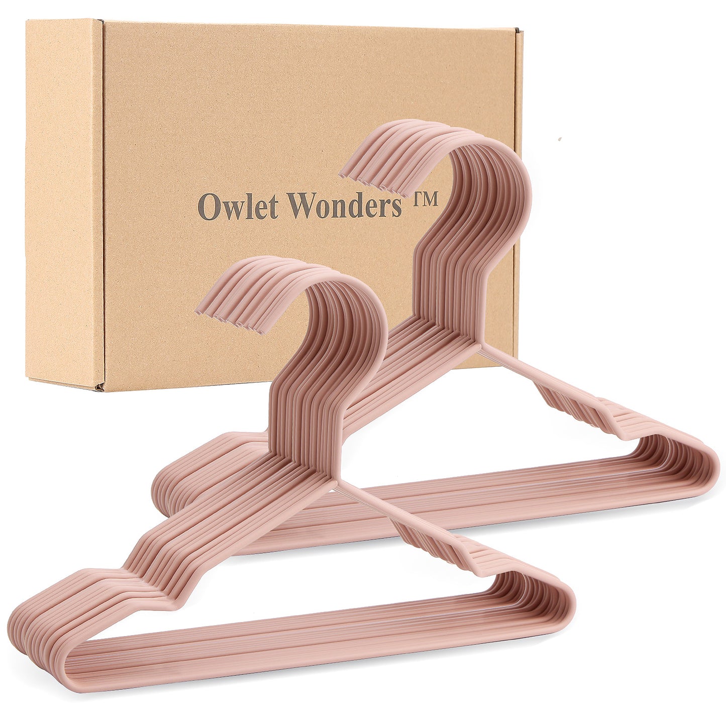Premium Non-Slip Baby Hangers - Set of 18 Metal Rubberized Hangers in Pink