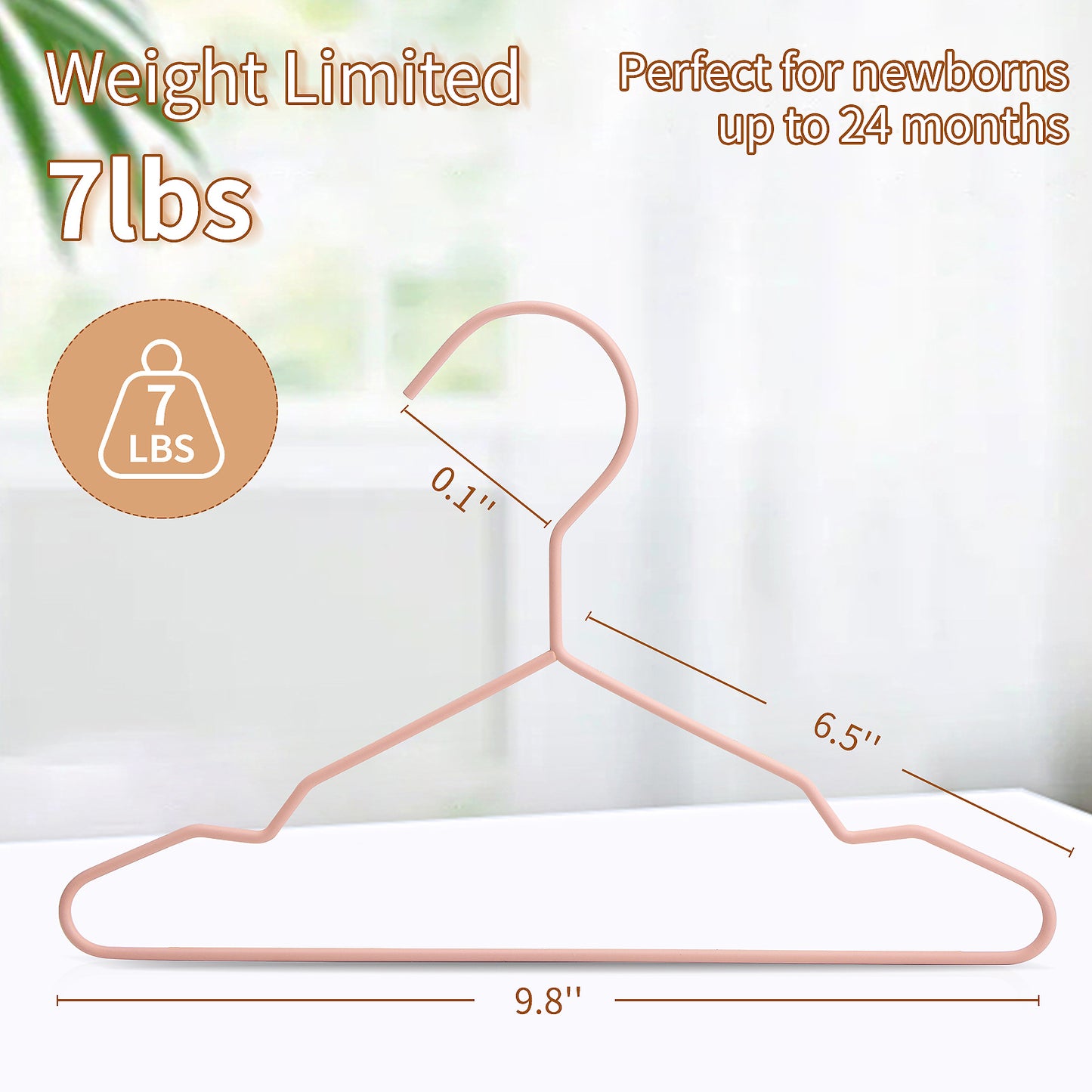 Premium Non-Slip Baby Hangers - Set of 18 Metal Rubberized Hangers in Pink