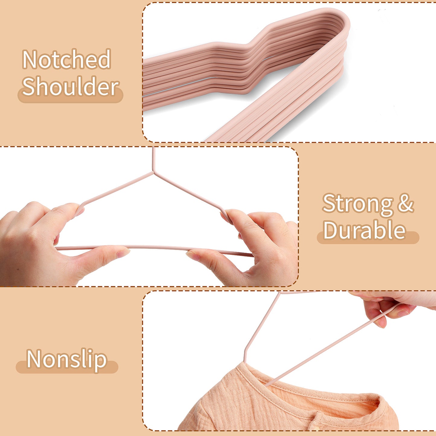 Premium Non-Slip Baby Hangers - Set of 18 Metal Rubberized Hangers in Pink