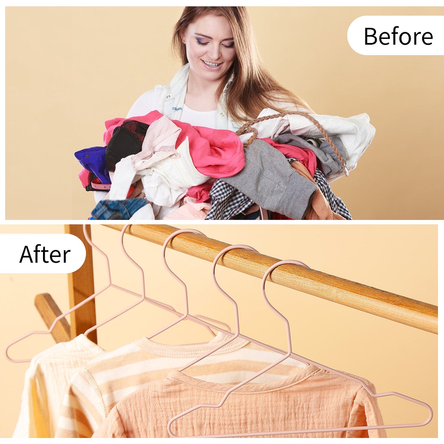 Premium Non-Slip Baby Hangers - Set of 18 Metal Rubberized Hangers in Pink