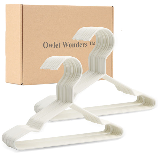 Premium Non-Slip Baby Hangers - Set of 18 Metal Rubberized Hangers in White