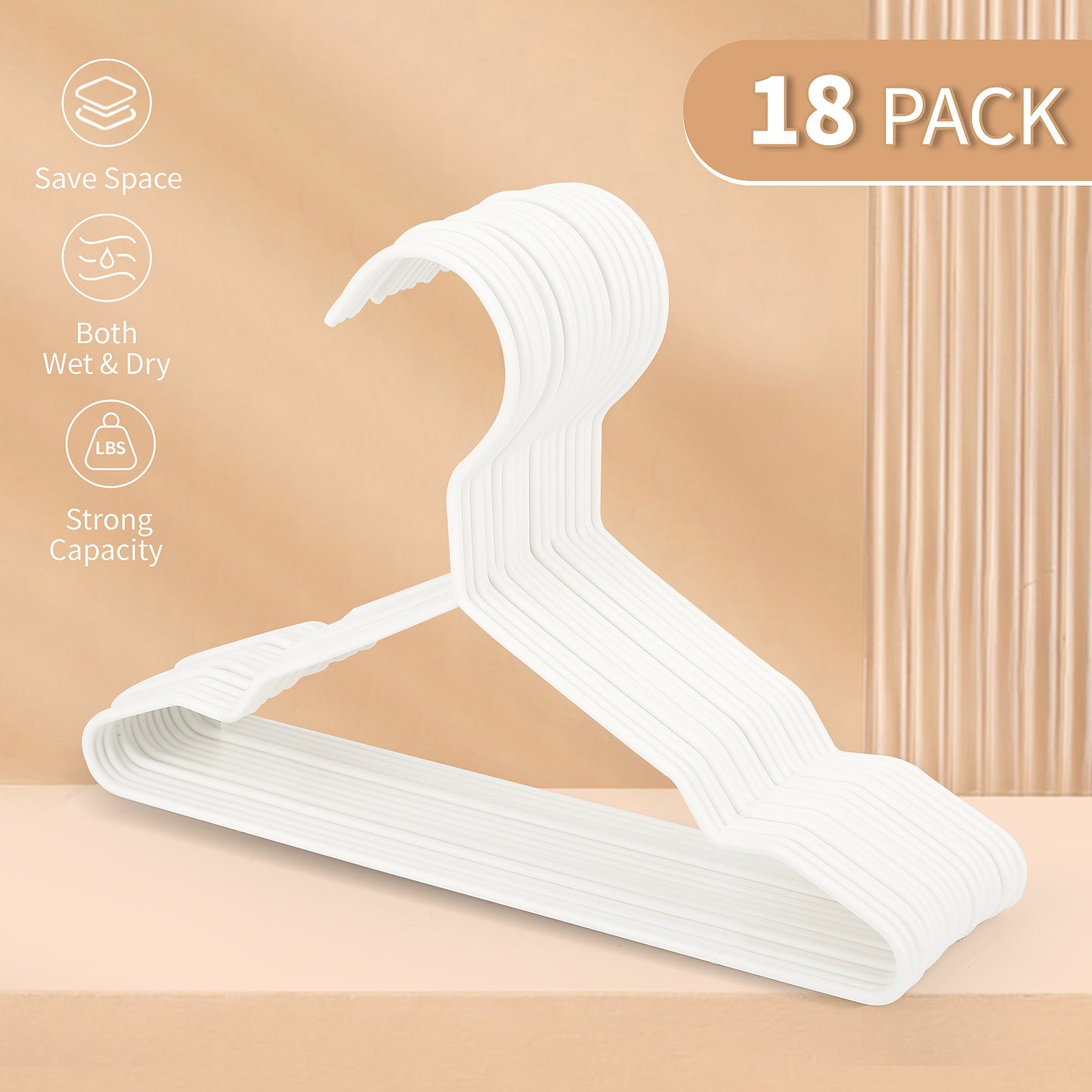 Premium Non-Slip Baby Hangers - Set of 18 Metal Rubberized Hangers in White