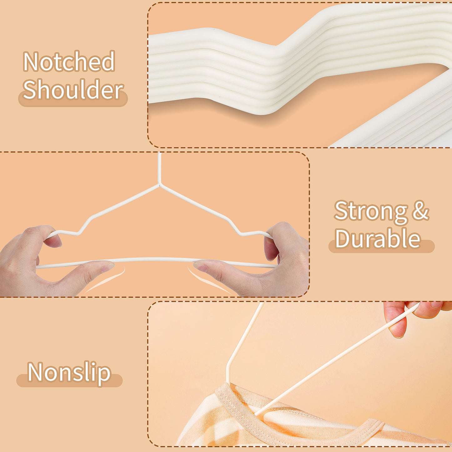 Premium Non-Slip Baby Hangers - Set of 18 Metal Rubberized Hangers in White