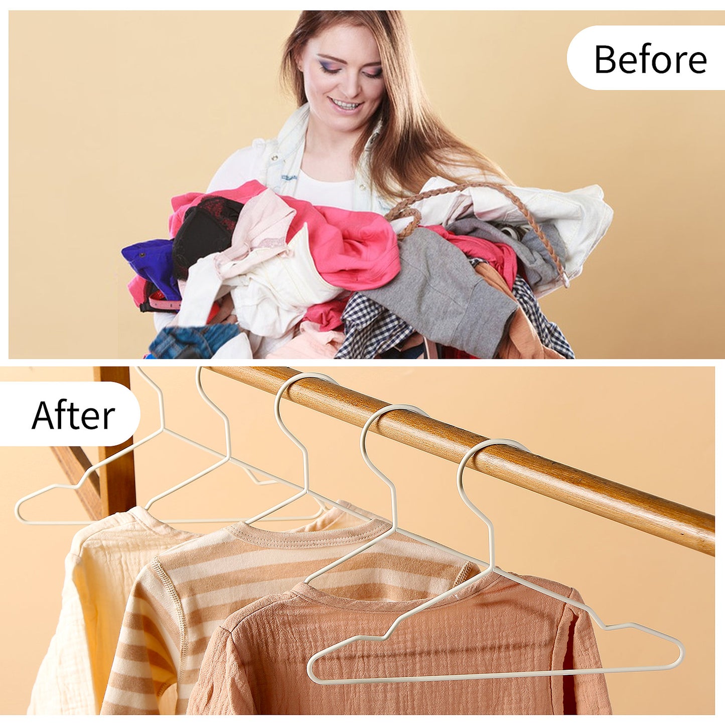 Premium Non-Slip Baby Hangers - Set of 18 Metal Rubberized Hangers in White